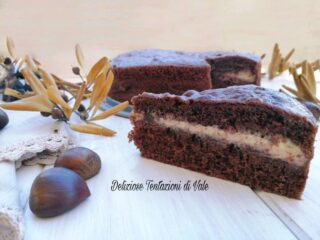 torta versata al cioccolato con crema di castagne